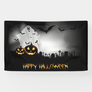 Graveyard, Ghost, Pumpkins and Bats Halloween Spandoek
