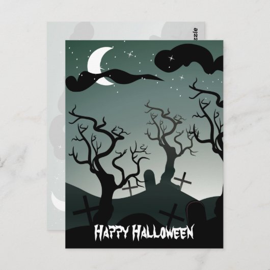 Graveyard Halloween Greeting Briefkaart (Voorkant / Achterkant)