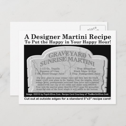 Graveyard Halloween Martini Recept Briefkaart (Voorkant / Achterkant)