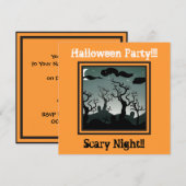 Graveyard Halloween Party Invitation sinaasappel Kaart (Voorkant / Achterkant)
