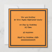 Graveyard Halloween Party Invitation sinaasappel Kaart (Achterkant)