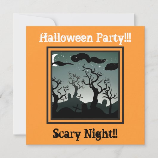 Graveyard Halloween Party Invitation sinaasappel Kaart (Voorkant)