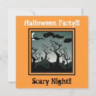Graveyard Halloween Party Invitation sinaasappel Kaart