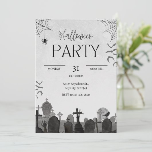 Graveyard Halloween Party Kaart (Staand voorkant)