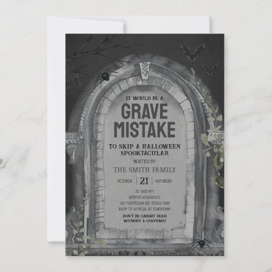 Graveyard Halloween Party Kaart (Voorkant)