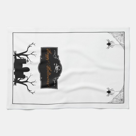 Graveyard Halloween | Wit Theedoek (Horizontaal)