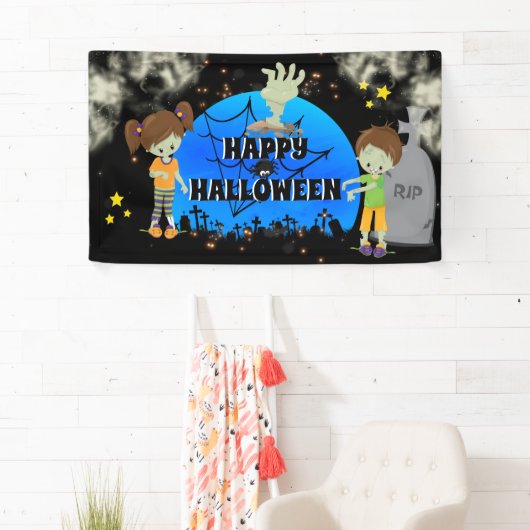 Graveyard kinder komische zombie grafsteen leuke k spandoek (Insitu)