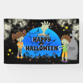 Graveyard kinder komische zombie grafsteen leuke k spandoek (Horizontaal)