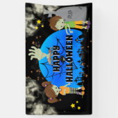 Graveyard kinder komische zombie grafsteen leuke k spandoek (Verticaal)