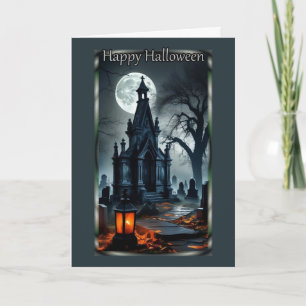 Graveyard Mausoleum Halloween Kaart
