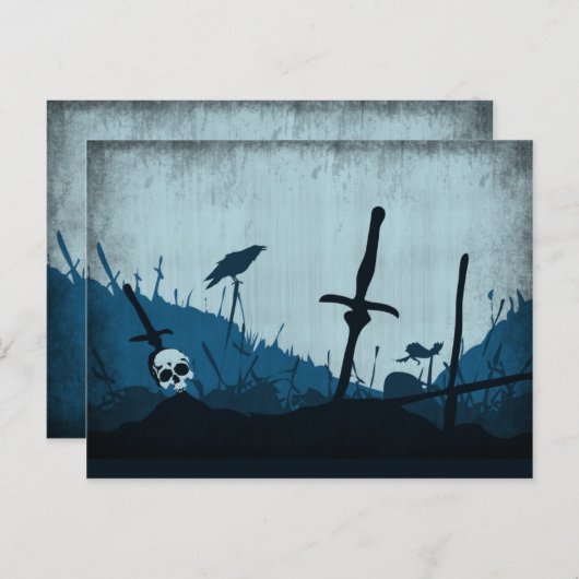 Graveyard met Skulls en Ravens Briefkaart (Voorkant / Achterkant)