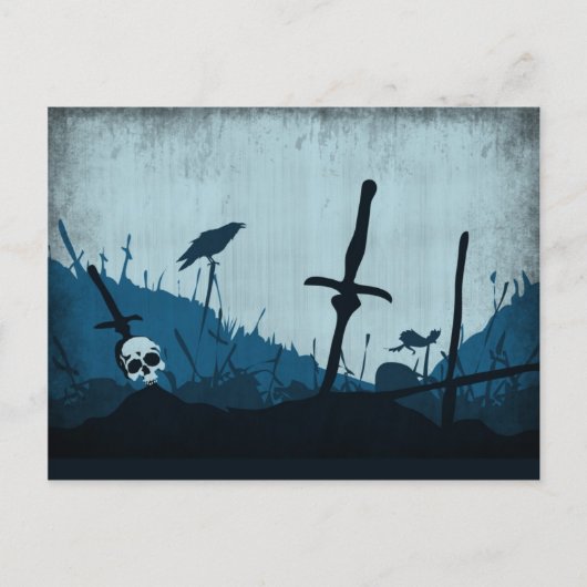 Graveyard met Skulls en Ravens Briefkaart (Voorkant)