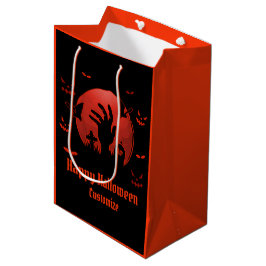 Graveyard Moon Halloween Black en Oranje Medium Cadeauzakje