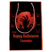 Graveyard Moon Halloween Black en Oranje Medium Cadeauzakje (Voorkant)