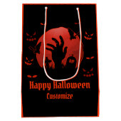 Graveyard Moon Halloween Black en Oranje Medium Cadeauzakje (Achterkant)