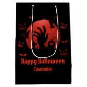 Graveyard Moon Halloween Black Medium Cadeauzakje (Achterkant)