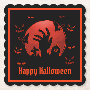 Graveyard Moon Halloween Kartonnen Onderzetters