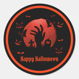 Graveyard Moon Halloween Ronde Sticker
