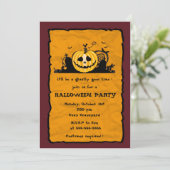Graveyard Pumpkin-halloween party-uitnodiging Kaart (Staand voorkant)