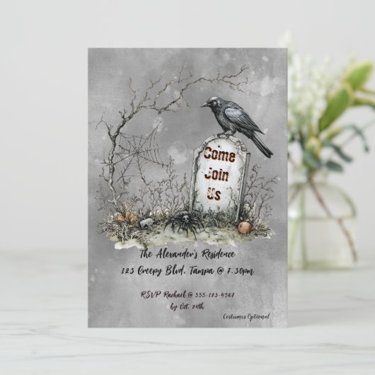 Graveyard Raven Custom Elegant Kaart (Staand voorkant)