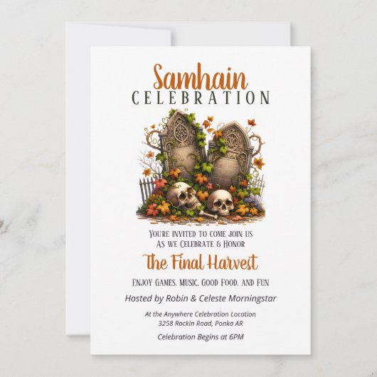Graveyard Samhain Harvest Halloween Party Kaart (Voorkant)