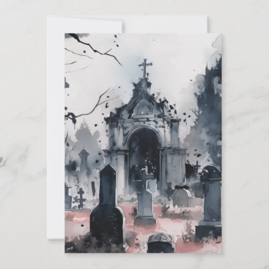 Graveyard setting Sun Bats Halloween Party Kaart (Achterkant)