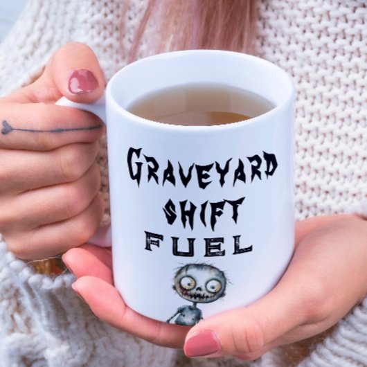 Graveyard Shift Fuel White Halloween Coffee Mok