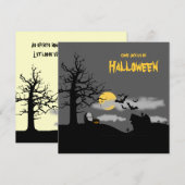 Graveyard & Tree Silhouette Halloween Party Invite Kaart (Voorkant / Achterkant)