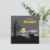 Graveyard & Tree Silhouette Halloween Party Invite Kaart (Staand voorkant)