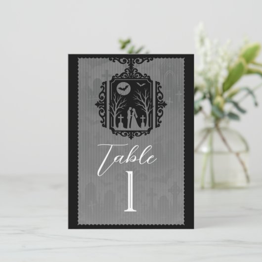 Graveyard Vows Black & Grey Gothic Tafelnummer (Staand voorkant)