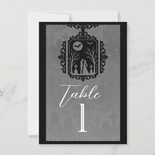 Graveyard Vows Black & Grey Gothic Tafelnummer (Voorkant)
