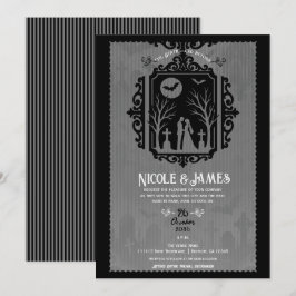 Graveyard Vows Black & Grey Gothic Wedding Kaart