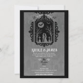 Graveyard Vows Black & Grey Gothic Wedding Kaart (Voorkant)