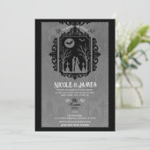 Graveyard Vows Black & Grey Gothic Wedding Kaart (Staand voorkant)