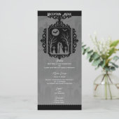 Graveyard Vows Black & Grey Gothic Wedding Menu (Staand voorkant)