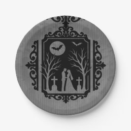 Graveyard Vows Black & Grey Gothic Wedding Papieren Bordje