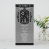 Graveyard Vows Black & Grey Gothic Wedding Program Menu (Staand voorkant)