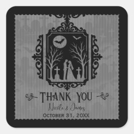 Graveyard Vows Black & Grey Gothic Wedding Vierkante Sticker