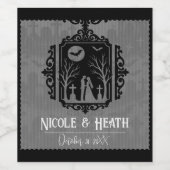 Graveyard Vows Black & Grey Gothic Wedding Wijn Etiket (Enkel label)
