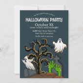 Graveyard Zombie en Geesten Schattige Halloween Pa Kaart (Voorkant)