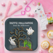 Graveyard Zombie en Geesten Schattige Halloween Pa Papieren Bordje (Feest)