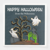 Graveyard Zombie en Geesten Schattige Halloween Pa Servet (Voorkant)
