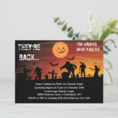 Graveyard Zombie Halloween Party Invitation Kaart (Staand voorkant)