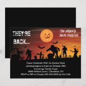 Graveyard Zombie Halloween Party Invitation Kaart (Voorkant / Achterkant)