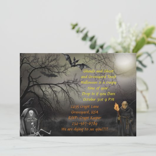 Graveyard Zombie Halloween Party Uitnodigen Kaart (Staand voorkant)