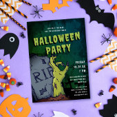Graveyard Zombie Hand Scary Halloween Party Kaart