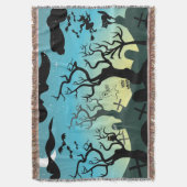 Graveyard zwart, aqua, geel Halloween Deken (Voorkant Verticaal)