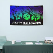 Graveyard zwart, blauw en groen Halloween Spandoek (Beurs)