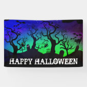 Graveyard zwart, blauw en groen Halloween Spandoek (Horizontaal)