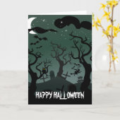 Graveyard zwart en grijs Halloween Kaart (Gele Bloem)